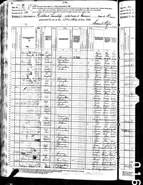 1880 US Census Francis A Prather and wife