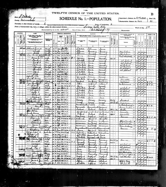 1900 US Census John J Kirchen(Nicholas Portz)