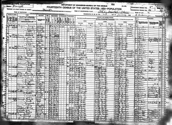 1920 US Census Finley Roark Harrold and fam