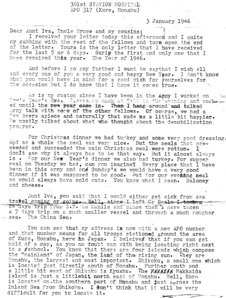 1946 Jan 3 Letter from Denzel (Japan) pg 1